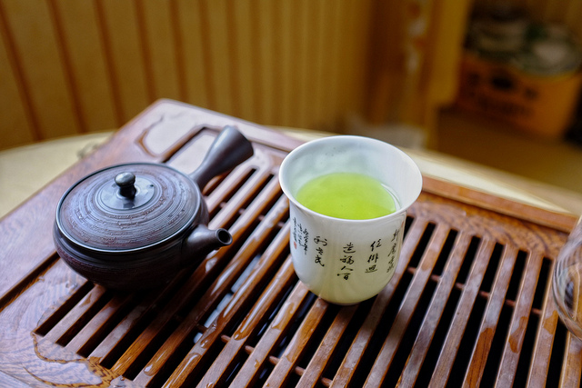 Bright jade colored tea
